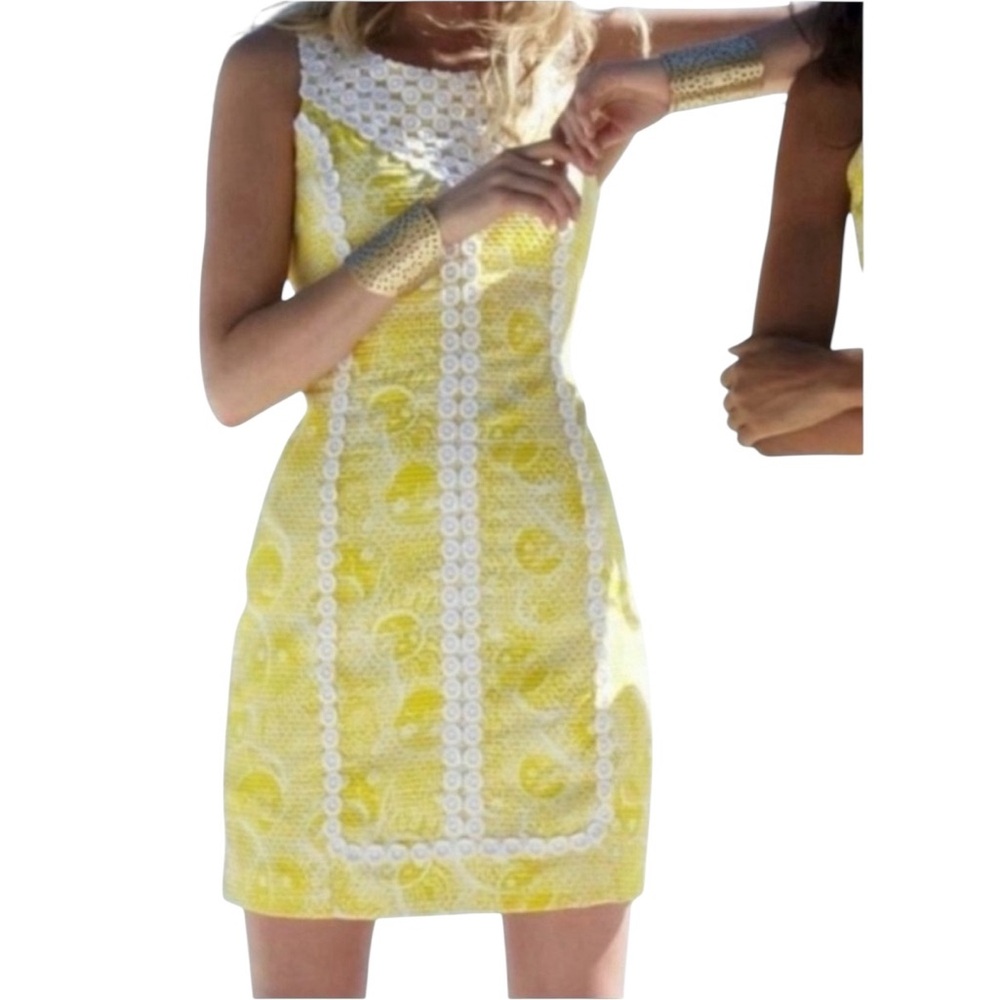 Lilly Pulitzer Yellow Lace-Trim Mini Dress - Picture 4 of 16